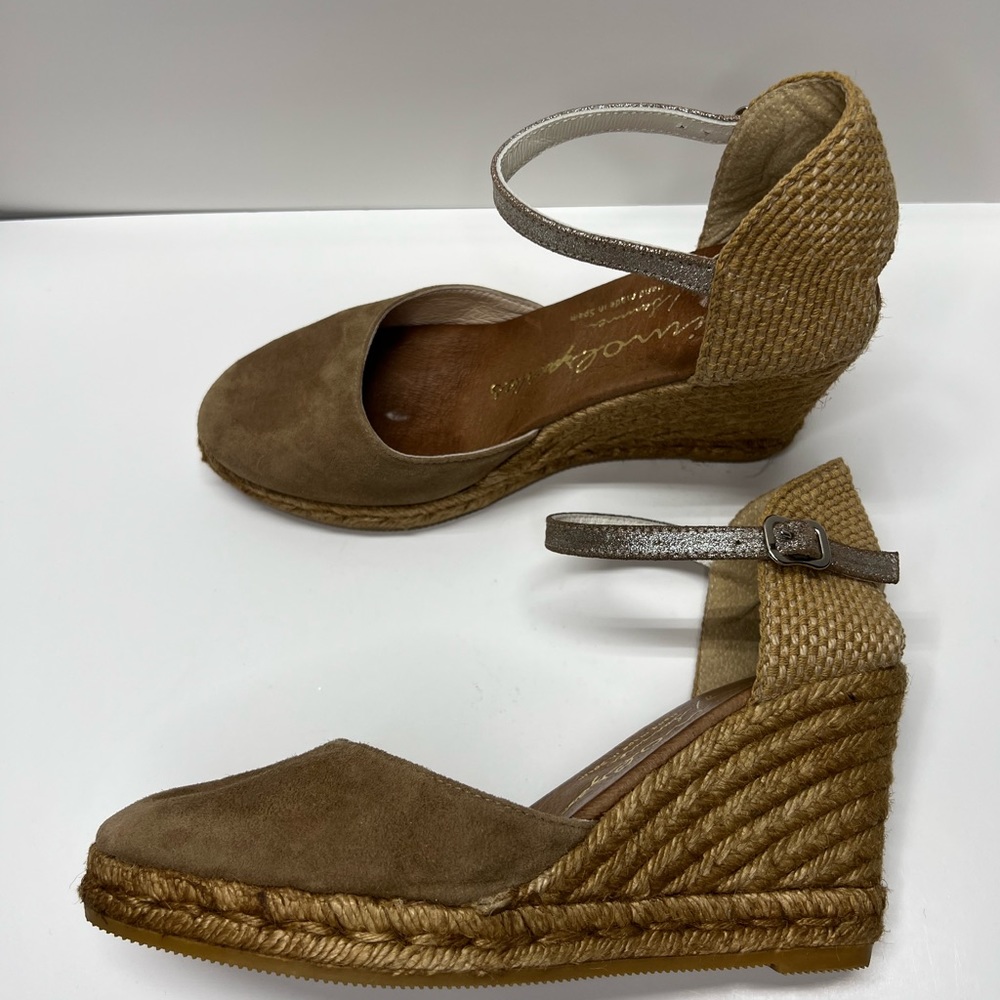 GIAMO ESPADRILLES wedge heels size 40/10 neutral rope wedge tan taupe